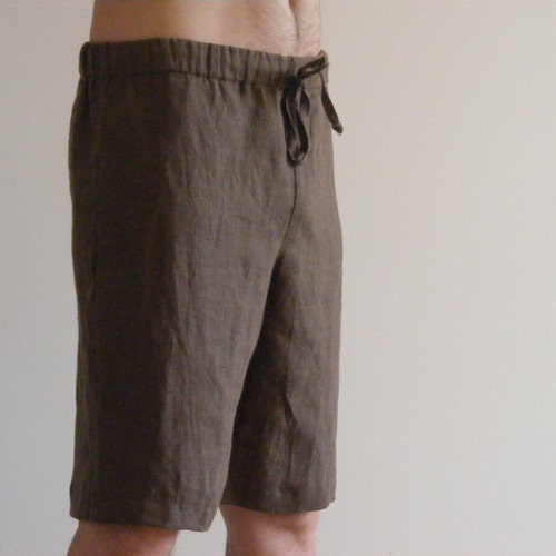 Mens Linen Long Pajama Home Shorts Soft 100 Linen. N Etsy