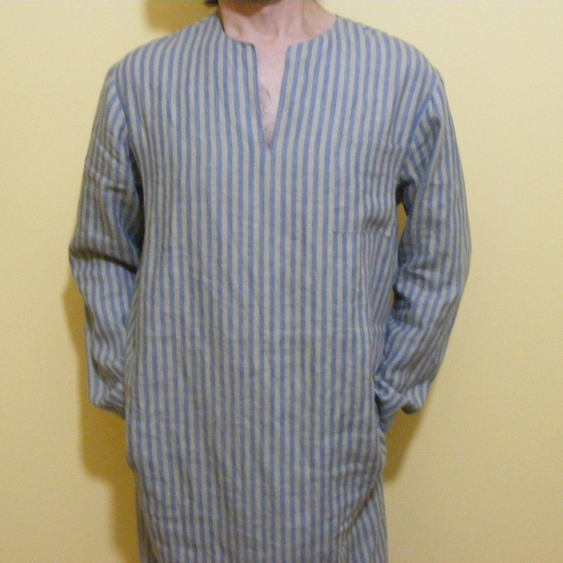 Striped Mens Linen Caftan / Moroccan 