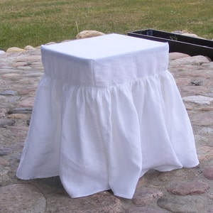 Long Ruffled Stool Seat Covers  / Linen Chair Cover / Bar Stool Seat Covers / Square / Slipcover