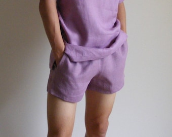 Simply Mens Linen Shorts / Dusty Pink / 100% Linen / Men's Linen Shorts / Boxers / Boxer Shorts