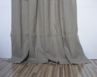 Natural Linen Curtain Panel: Rod Pocket Drape, Custom Length