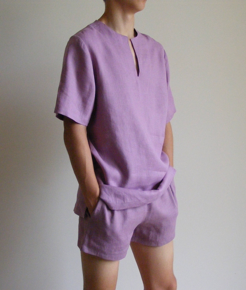 Mens Linen Short Sleeve Shirt in Dusty pink/ Beach Shirt / Etsy