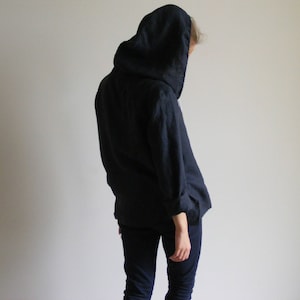 Linen Hoodie INTA. Oversized Boyfriend Hooded Shirt.
