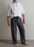 Mens Linen Lounge Pants • Weekend Linen Pants • Yoga pants • Pajamas pants • Drawstring Pants • Pyjama hose • Sleepwear • Homewear N product logo