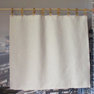 Rideau ou cantonnière de style café en lin ivoire : panneau en lin ramolli