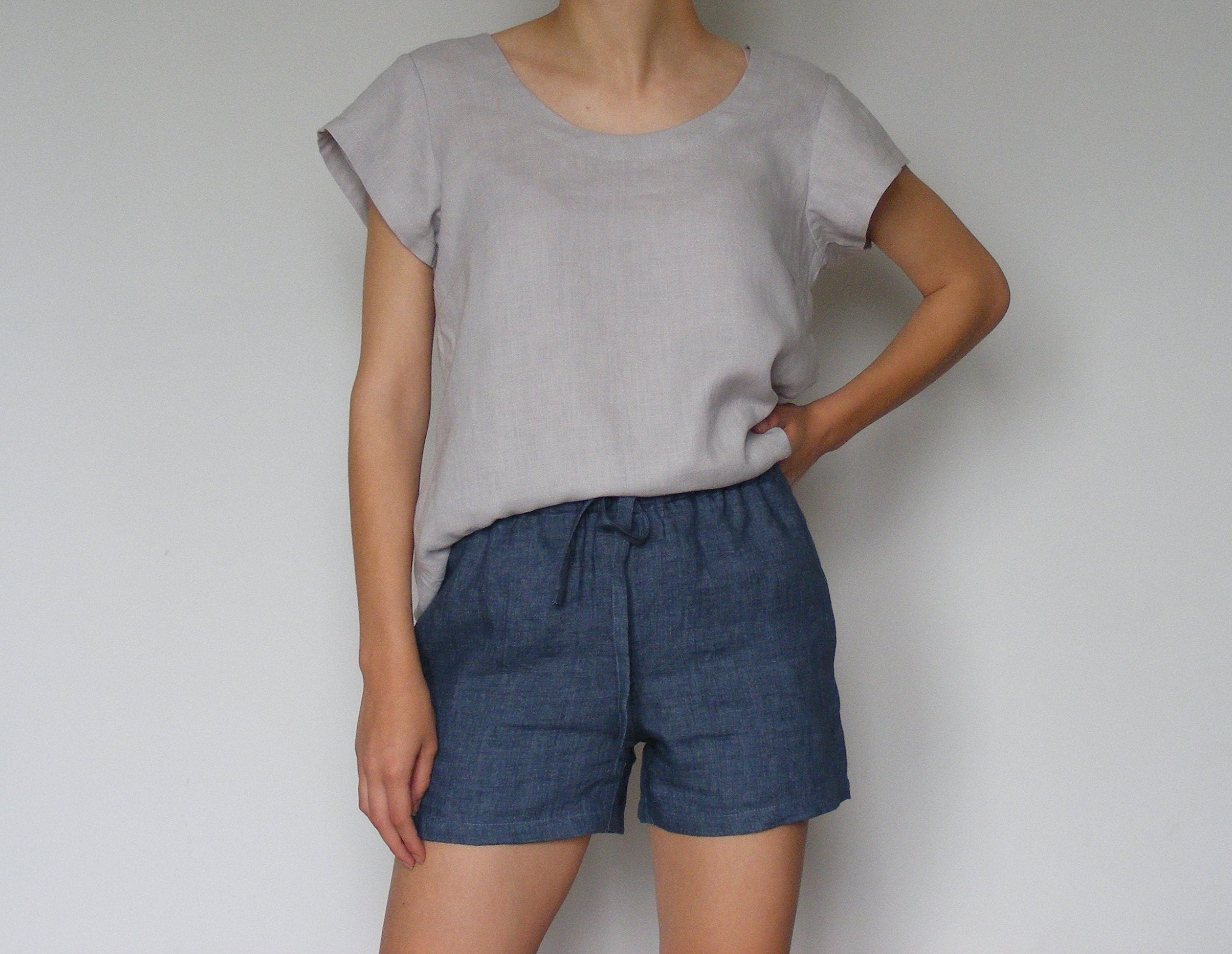 Bluff Blue Linen Shorts