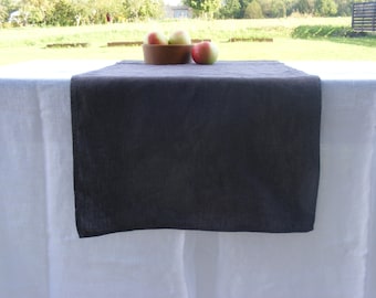 Dark Gray Linen Table Runner