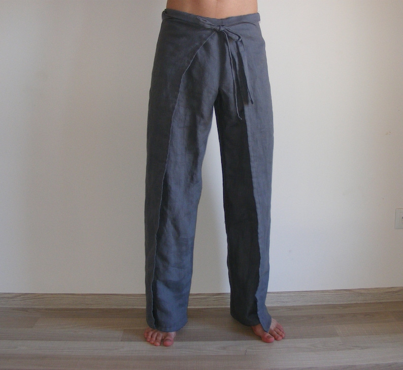 Fisherman Pants. Sarong Wrap Trousers. Mens Linen Yoga Pants. Etsy
