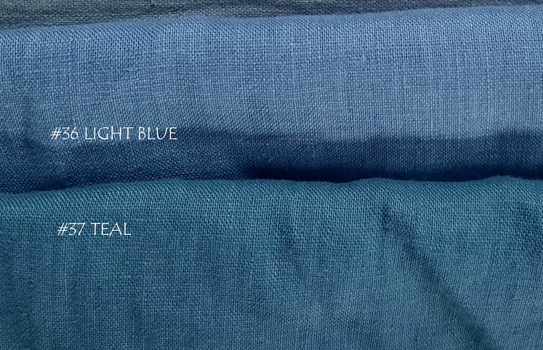 May include: Two fabric swatches, one light blue and one teal, with the text #36 LIGHT BLUE and #37 TEAL.