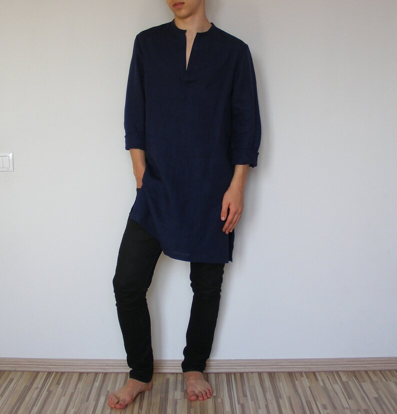 Long Linen Shirt. Beach Linen Shirt Lounge Linen Shirt Flax Etsy