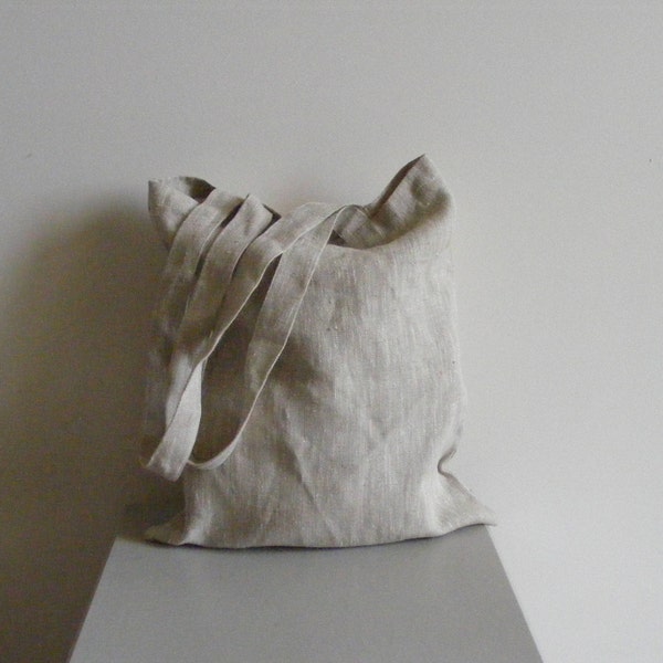 Tote Linen Bag in Melange Linen / School bag / Linen Shoulder Hand Bag / Linen Shopping Bag / Shopper