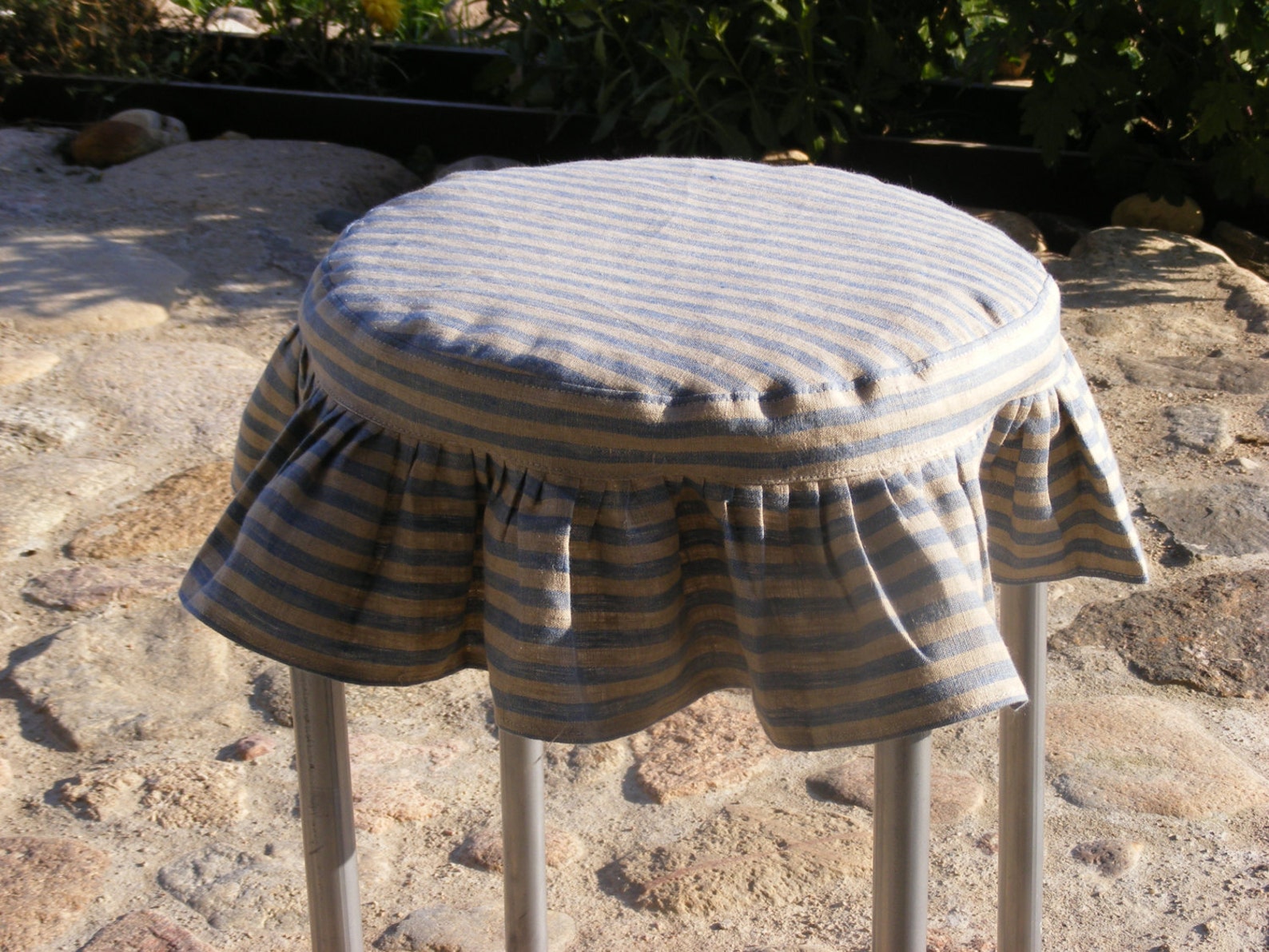 Round Ruffled Stool Seat Covers / Linen Chair Cover / Bar Etsy