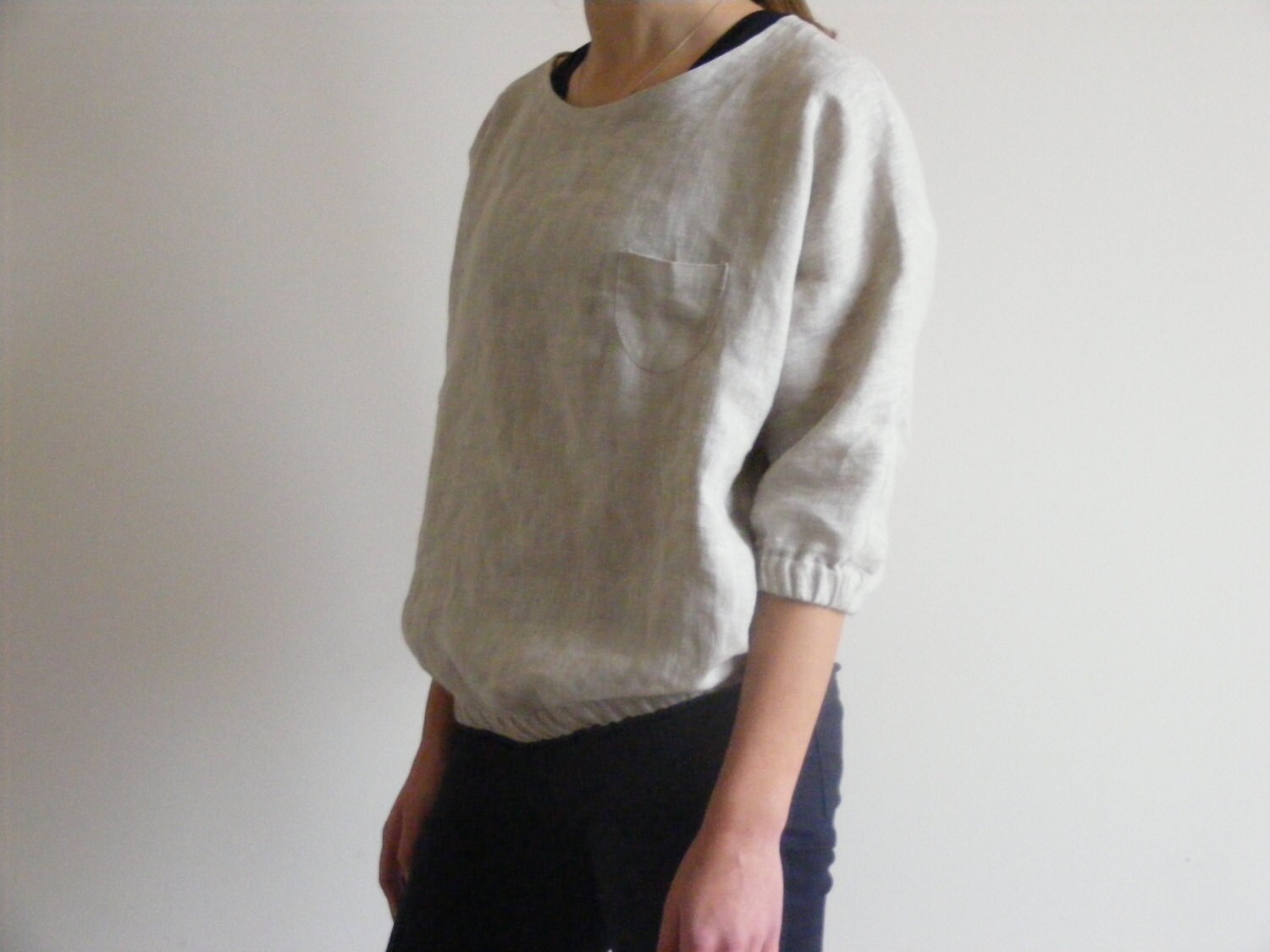 Oversize Linen Blouse With Pockets and 3/4-length Sleeves. - Etsy
