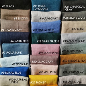 May include: A collection of 35 fabric swatches in various colors and textures, labeled with numbers and names. The swatches are arranged in rows and columns, with each swatch measuring approximately 10 cm by 15 cm.
