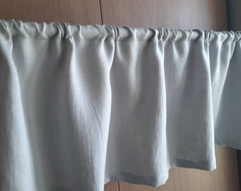 Ash Gray Linen Tailored 52'' Window Valance . Ready to ship.