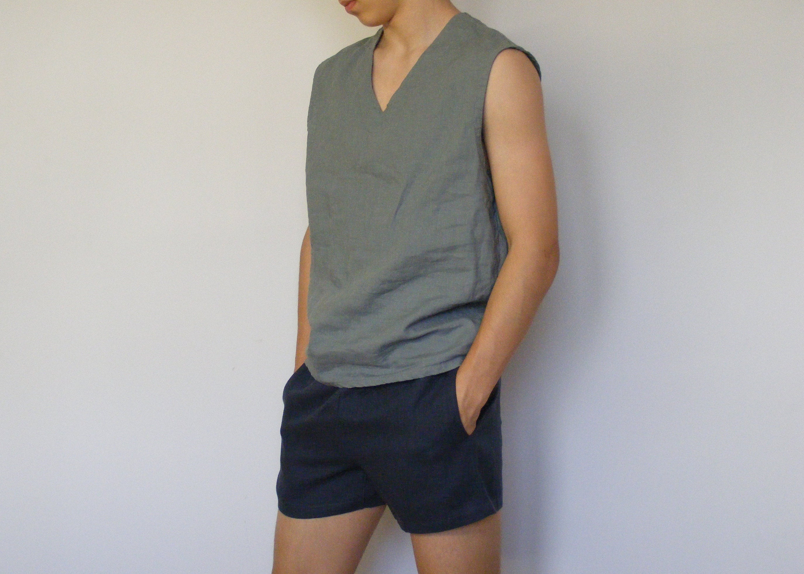 Linen Sleeveless Top - Beige