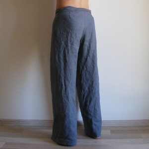 Fisherman Pants. Sarong Wrap Trousers. Mens Linen Yoga Pants. man harem pants. Linen Wrap Pants. Palazzo Pants. Wide Leg Unisex Pants image 4