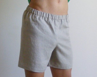 Eenvoudige heren linnen shorts / 100% linnen / 6 "heren linnen shorts