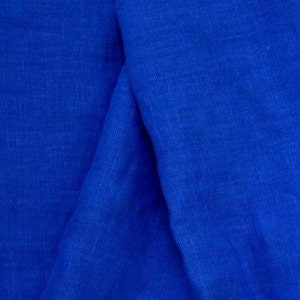 Pure 100% linen fabric Royal Blue appr. 200gsm 5.90 oz/yd2. Medium weight, densely woven. Widht appr. 145cm 57. image 1