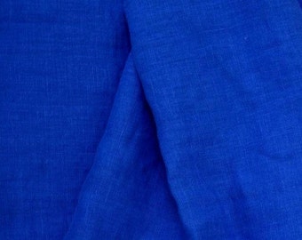 Reiner 100% Leinenstoff royalblau ca. 200g/m². Mittelschwer, dicht gewebt. Breite ca. 145cm lang.