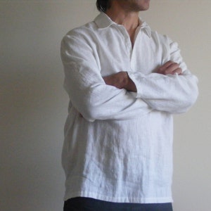 White Mens Linen Shirt /mexican Wedding Linen / Beach Shirt /yoga Shirt ...