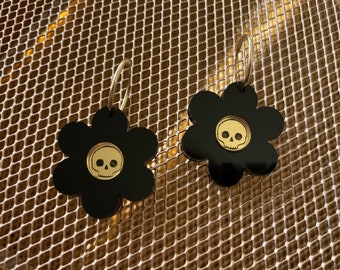 Halloween Skull hoop earrings. Acrylic earrings. dangly earrings. Retro Halloween jewellery