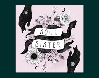 Soul Sister card. Soul sister birthday card. Soul sister greeting card. Galentine’s day Card. International women’s day card.