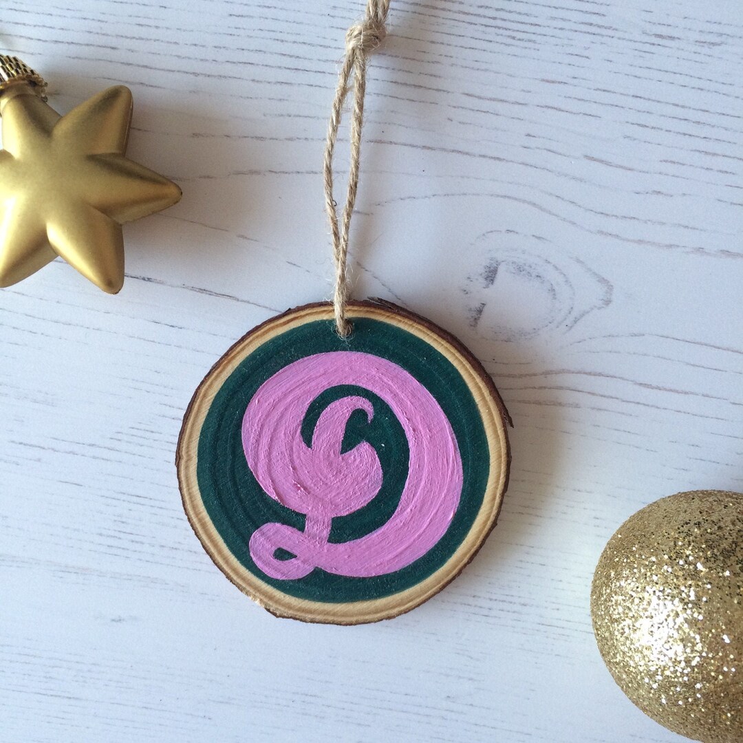 Letter Christmas Tree Decoration. Wood Slice Art. Monogram. Etsy