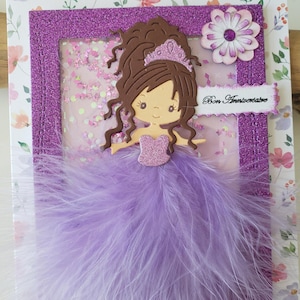 Carte anniversaire. Carte anniversaire fille. Carte anniversaire petite fille. Carte princesse.