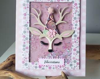 Congratulations card. Girl birth card. Birth announcement. Birth card.