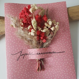 Carte anniversaire. Carte anniversaire femme. Carte fleurs séchées. Fleurs séchées. image 3