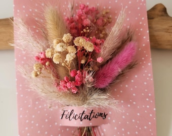 Congratulations Card – Dried Flower Bouquet – Customizable Handmade Card