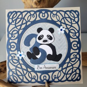 Panda. Little boy birthday card. Birthday card. 3rd birthday card.