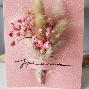 Carte anniversaire. Carte anniversaire fille. Carte fleurs séchées. Carte cadeau. Carte anniversaire mariage. image 2