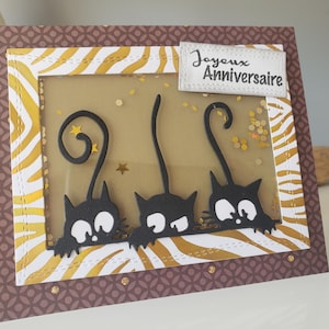 Carte chat. Carte anniversaire. Carte anniversaire homme. Carte anniversaire femme.