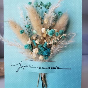 Carte anniversaire. Carte anniversaire mixte. Carte fleurs séchées. image 2