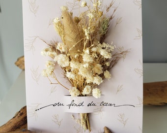 Condolence card. Bereavement card. Dried flowers.