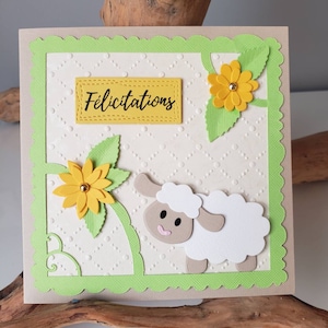 Sheep. Boy birth card. Birth card. Birth announcement. Girl birth card.