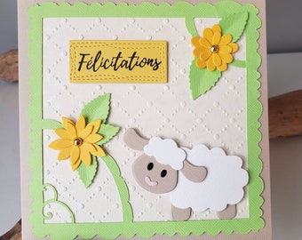 Mouton. Carte naissance garçon. Carte naissance. Faire-part. naissance. Carte naissance fille.
