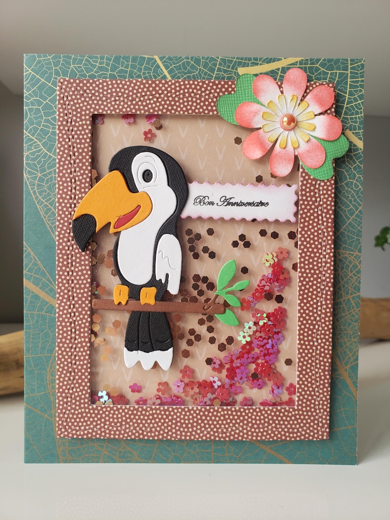 Carte oiseau. Carte original. Carte anniversaire fille. Carte anniversaire garçon. Carte toucan. image 1