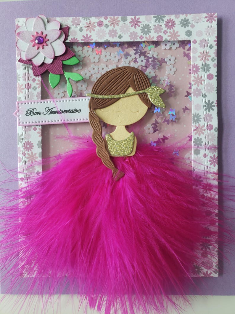 Carte anniversaire fille. Carte princesse. Carte anniversaire petite fille. Carte anniversaire fait main. image 5