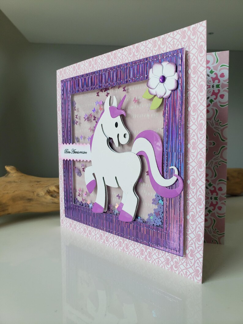Carte anniversaire licorne. Carte anniversaire petite fille. Carte fille. Licorne. image 3
