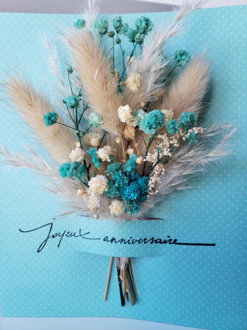 Carte anniversaire. Carte anniversaire mixte. Carte fleurs séchées. image 3