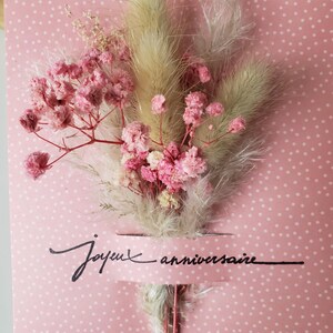 Carte anniversaire. Carte anniversaire fille. Carte fleurs séchées. Carte cadeau. Carte anniversaire mariage. image 3