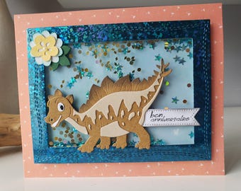 Birthday card boy. Birthday card. Dinosaur card. Dinosaur.