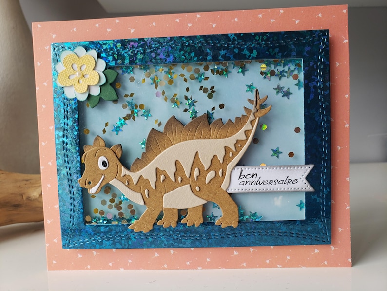 Carte anniversaire garçon. Carte anniversaire. Carte dinosaure. Dinosaure. image 1