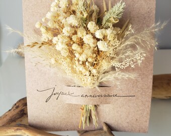 Birthday card. Woman birthday card. Dried flower card. Dried flowers.