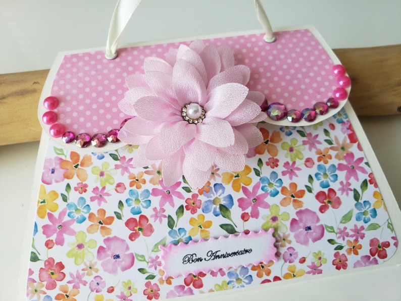 Carte anniversaire. Carte anniversaire femme. Carte anniversaire fille. Sac à main. image 2