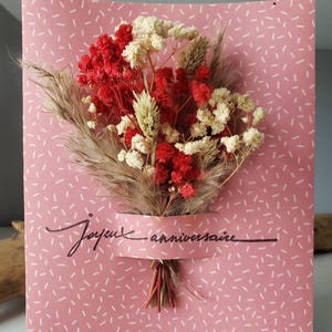 Carte anniversaire. Carte anniversaire femme. Carte fleurs séchées. Fleurs séchées. image 4