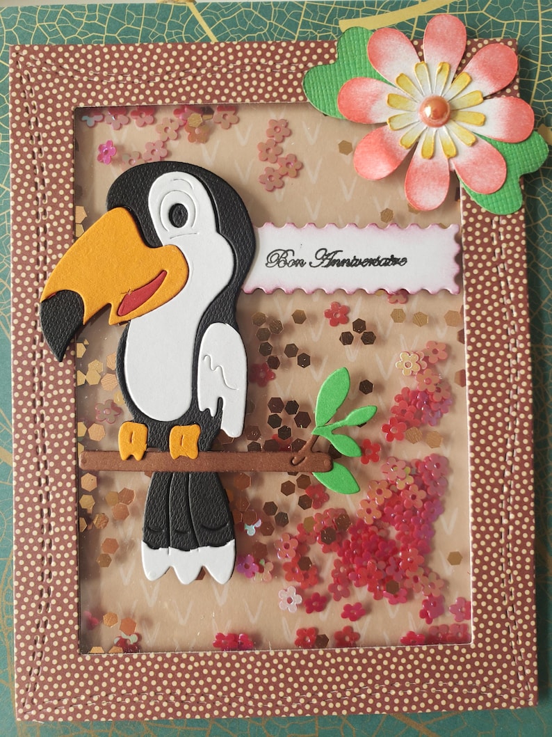 Carte oiseau. Carte original. Carte anniversaire fille. Carte anniversaire garçon. Carte toucan. image 4